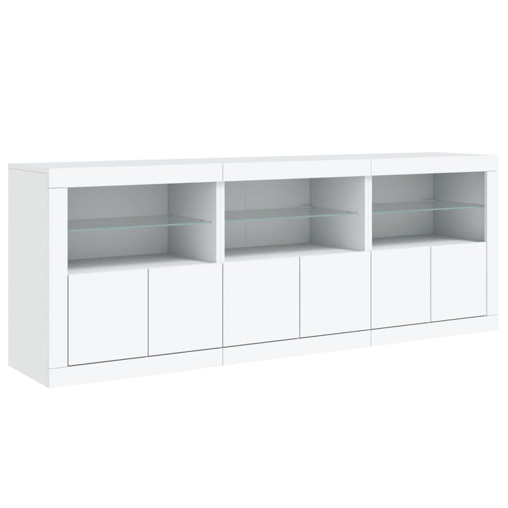 Dressoir met LED-verlichting 181,5x37x67 cm wit