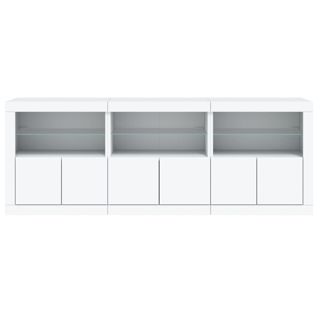 Dressoir met LED-verlichting 181,5x37x67 cm wit