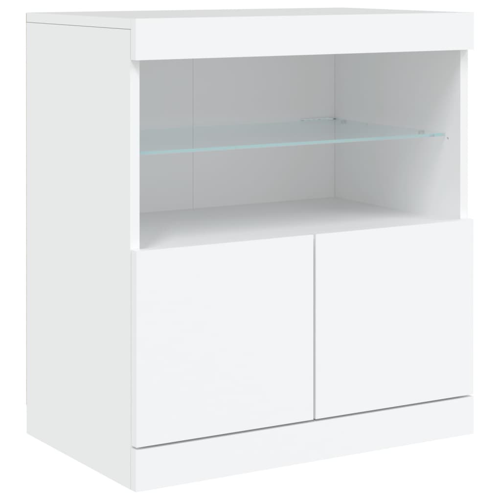 Dressoir met LED-verlichting 181,5x37x67 cm wit