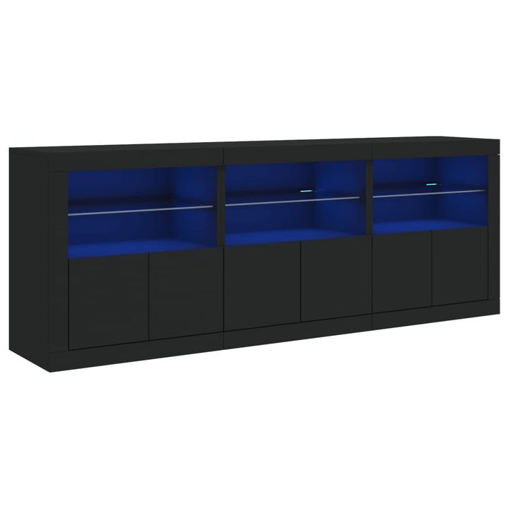 Dressoir met LED-verlichting 181,5x37x67 cm zwart