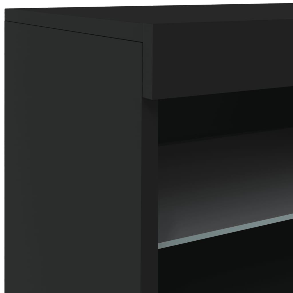 Dressoir met LED-verlichting 181,5x37x67 cm zwart