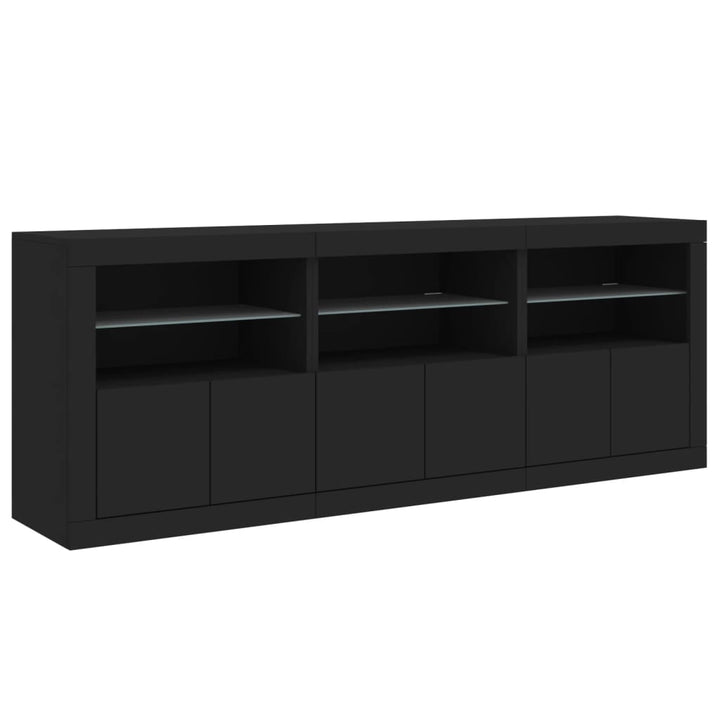 Dressoir met LED-verlichting 181,5x37x67 cm zwart