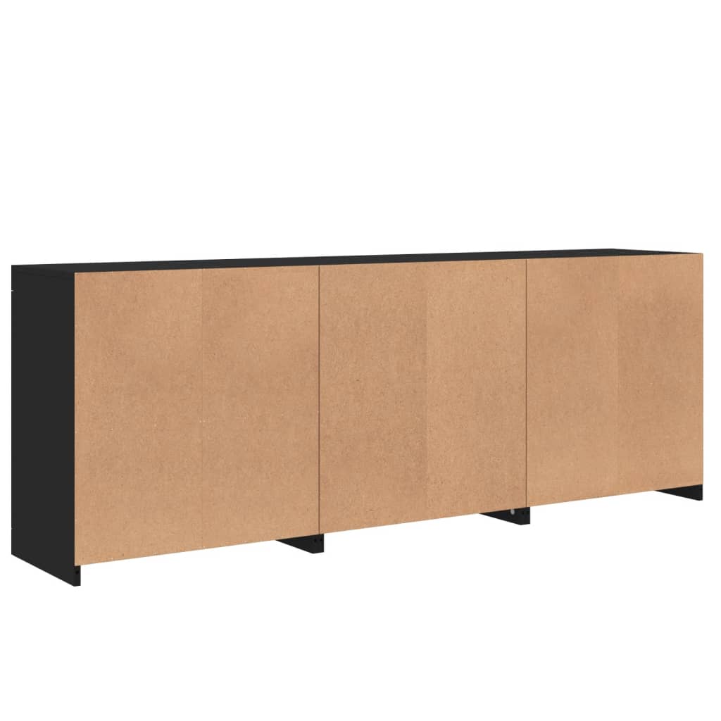 Dressoir met LED-verlichting 181,5x37x67 cm zwart