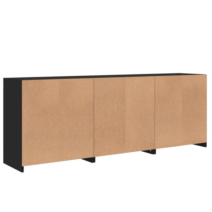 Dressoir met LED-verlichting 181,5x37x67 cm zwart