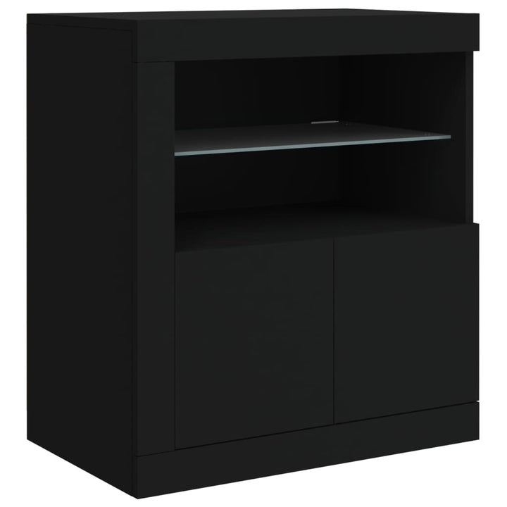 Dressoir met LED-verlichting 181,5x37x67 cm zwart