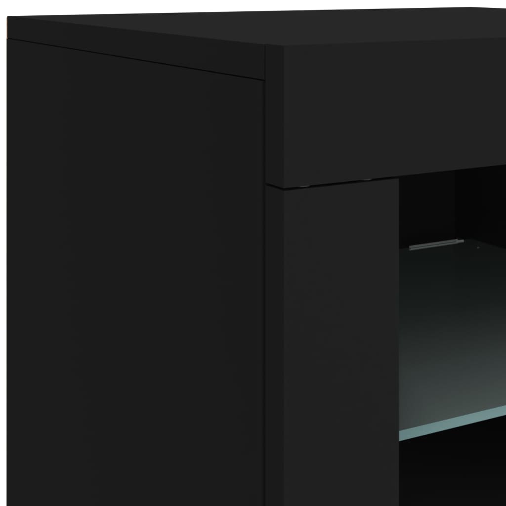 Dressoir met LED-verlichting 181,5x37x67 cm zwart