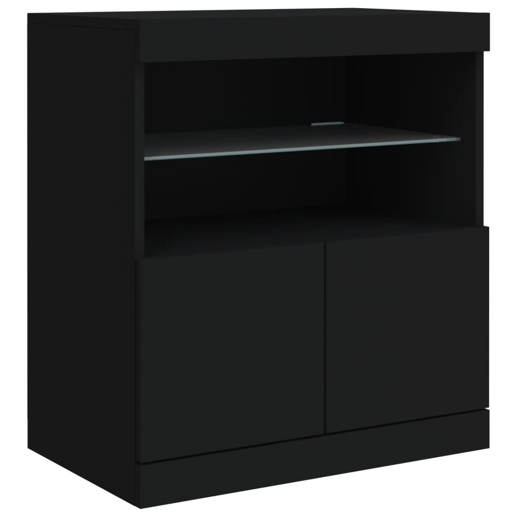 Dressoir met LED-verlichting 181,5x37x67 cm zwart