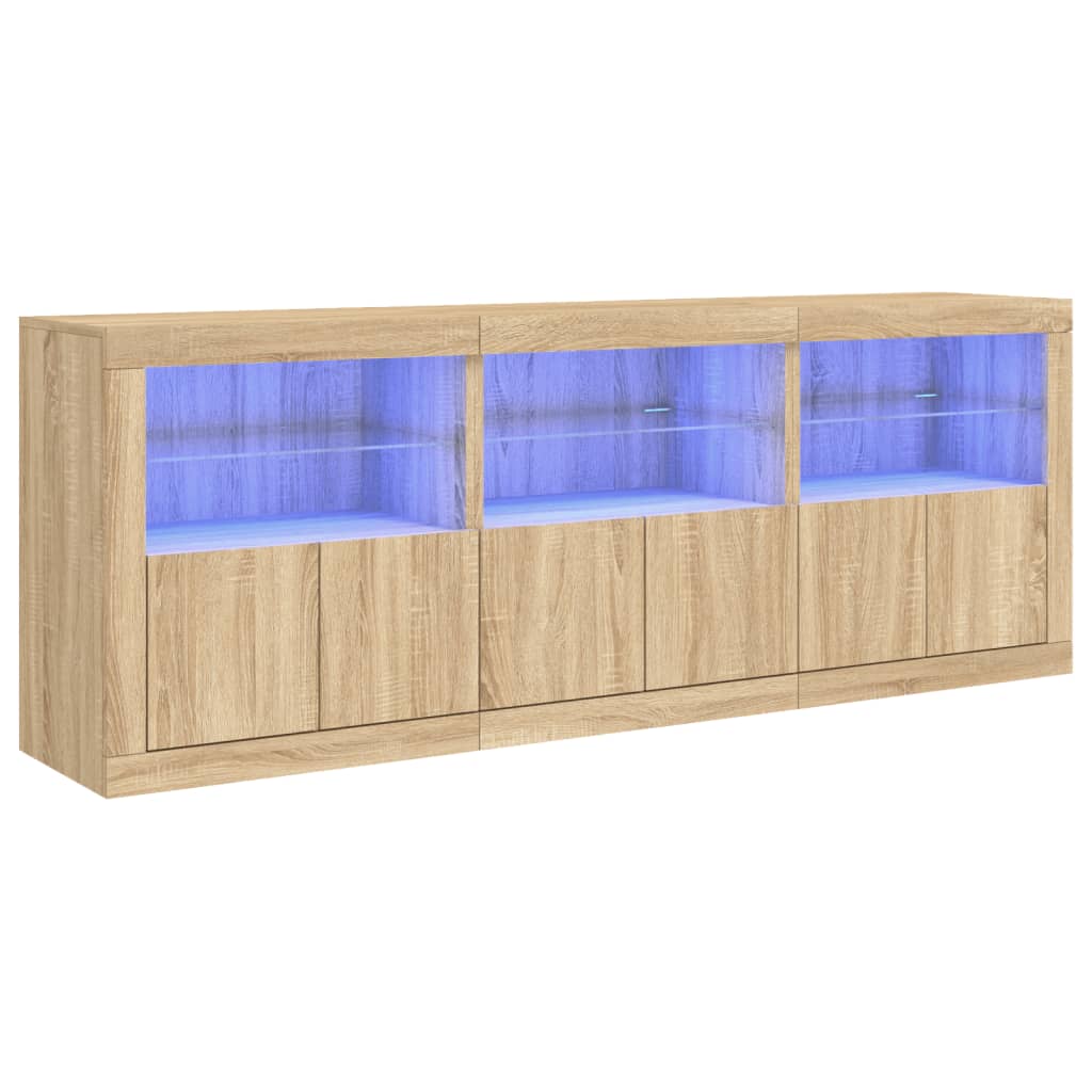 Dressoir met LED-verlichting 181,5x37x67 cm sonoma eikenkleurig