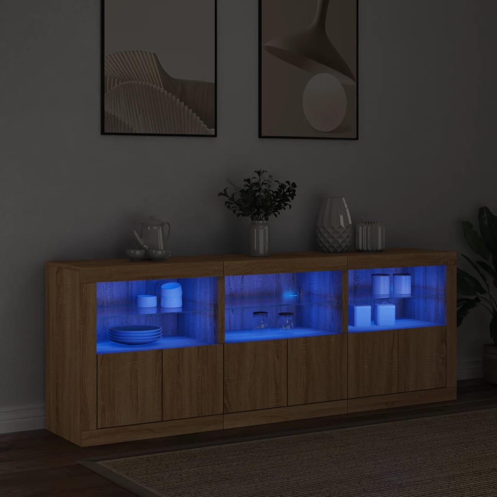 Dressoir met LED-verlichting 181,5x37x67 cm sonoma eikenkleurig