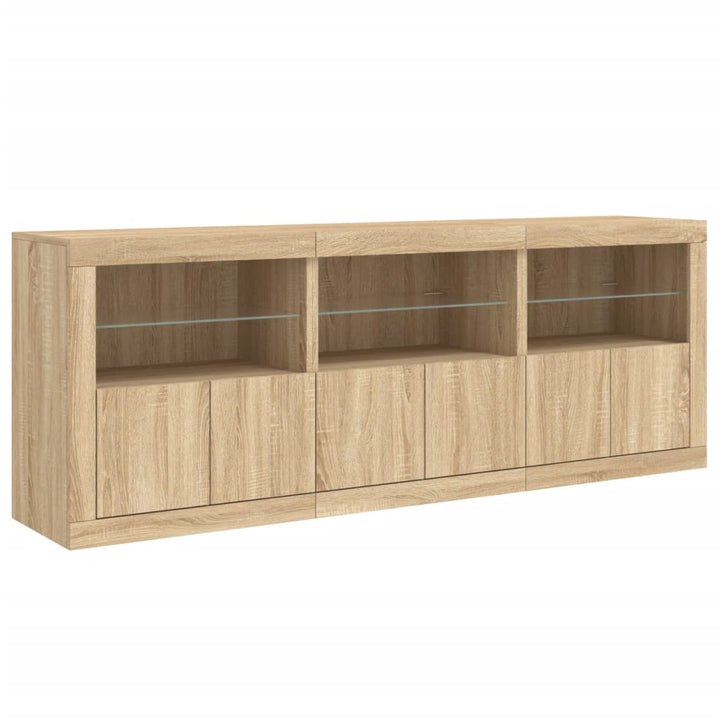 Dressoir met LED-verlichting 181,5x37x67 cm sonoma eikenkleurig