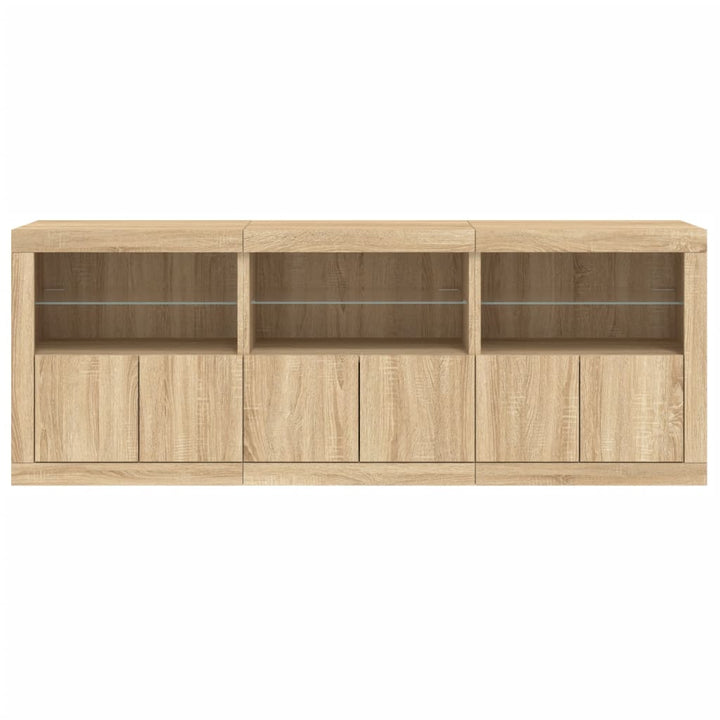 Dressoir met LED-verlichting 181,5x37x67 cm sonoma eikenkleurig