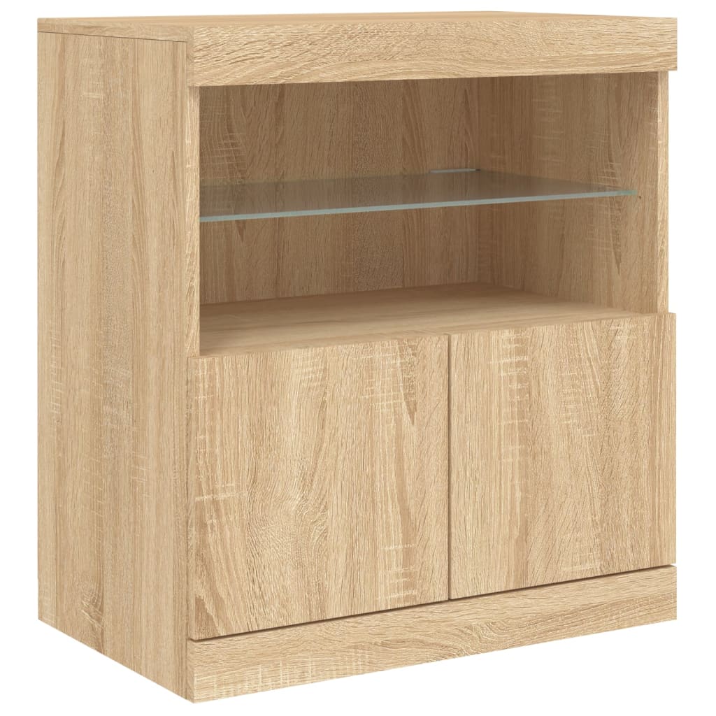 Dressoir met LED-verlichting 181,5x37x67 cm sonoma eikenkleurig