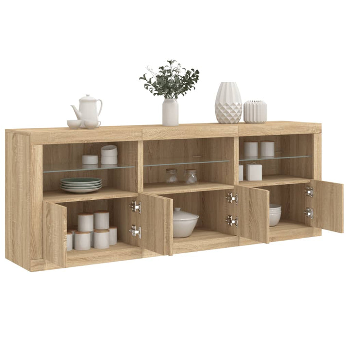 Dressoir met LED-verlichting 181,5x37x67 cm sonoma eikenkleurig