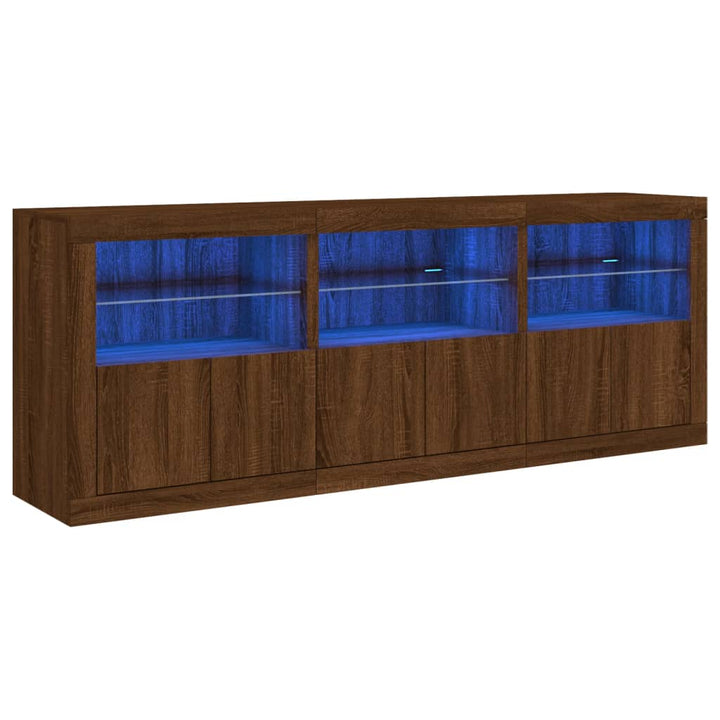 Dressoir met LED-verlichting 181,5x37x67 cm bruin eikenkleur