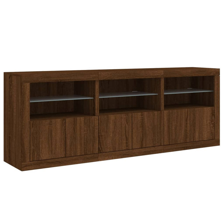 Dressoir met LED-verlichting 181,5x37x67 cm bruin eikenkleur