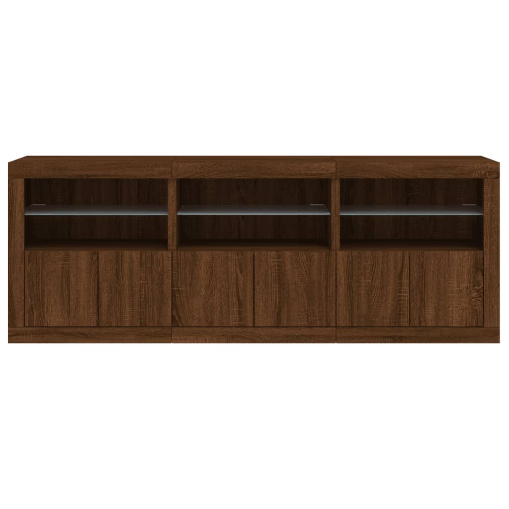 Dressoir met LED-verlichting 181,5x37x67 cm bruin eikenkleur