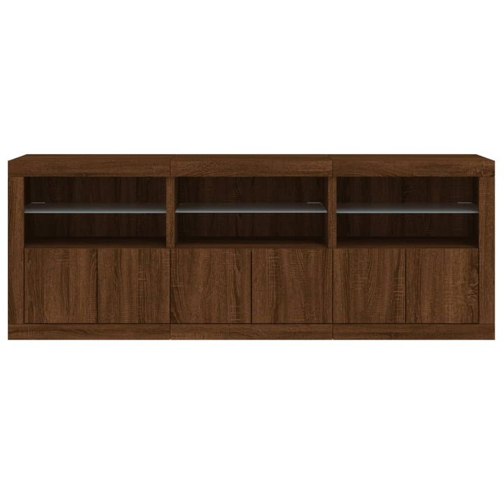 Dressoir met LED-verlichting 181,5x37x67 cm bruin eikenkleur