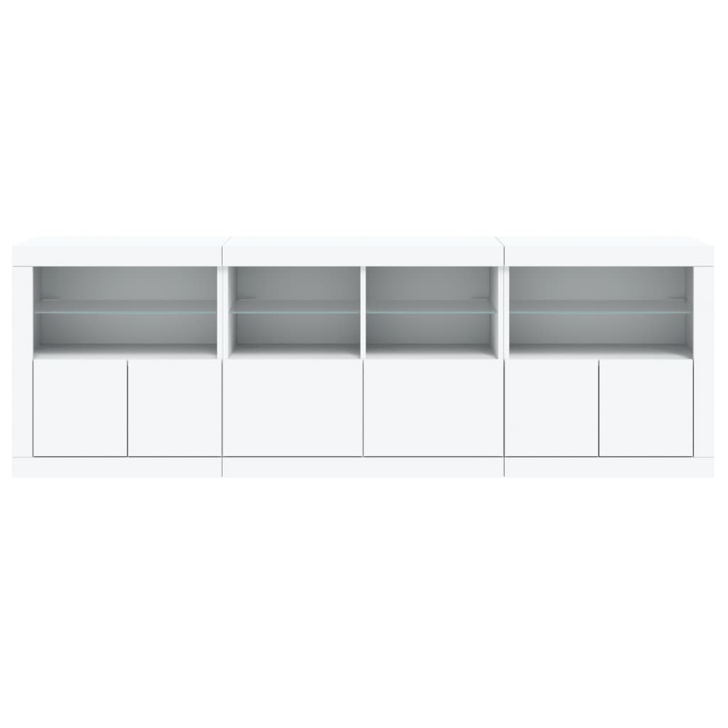 Dressoir met LED-verlichting 202x37x67 cm wit