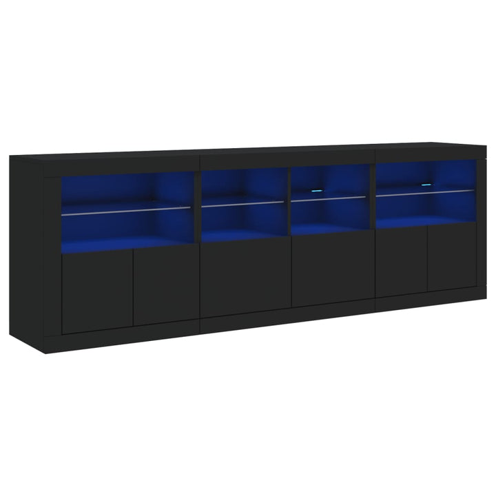 Dressoir met LED-verlichting 202x37x67 cm zwart