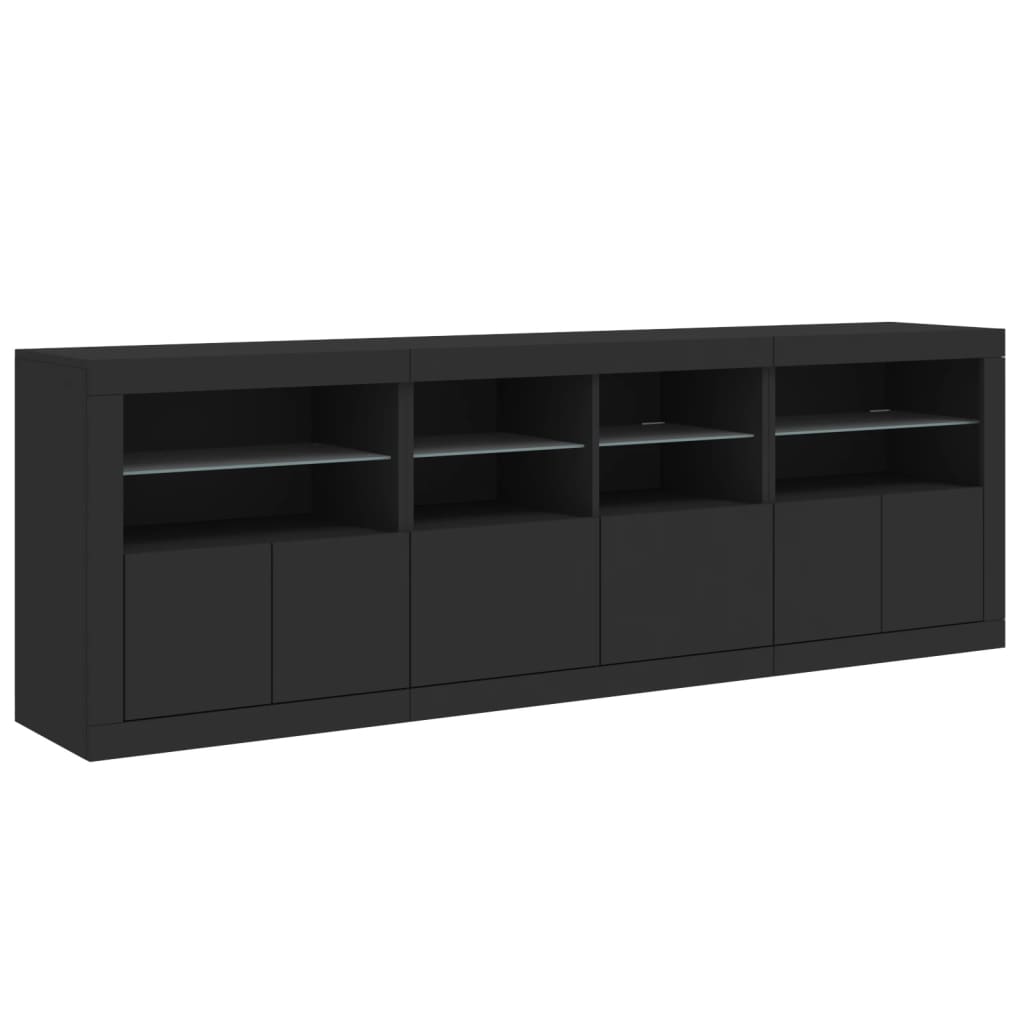 Dressoir met LED-verlichting 202x37x67 cm zwart