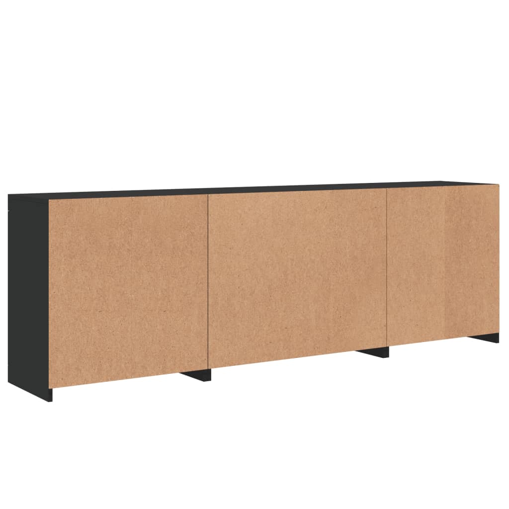 Dressoir met LED-verlichting 202x37x67 cm zwart