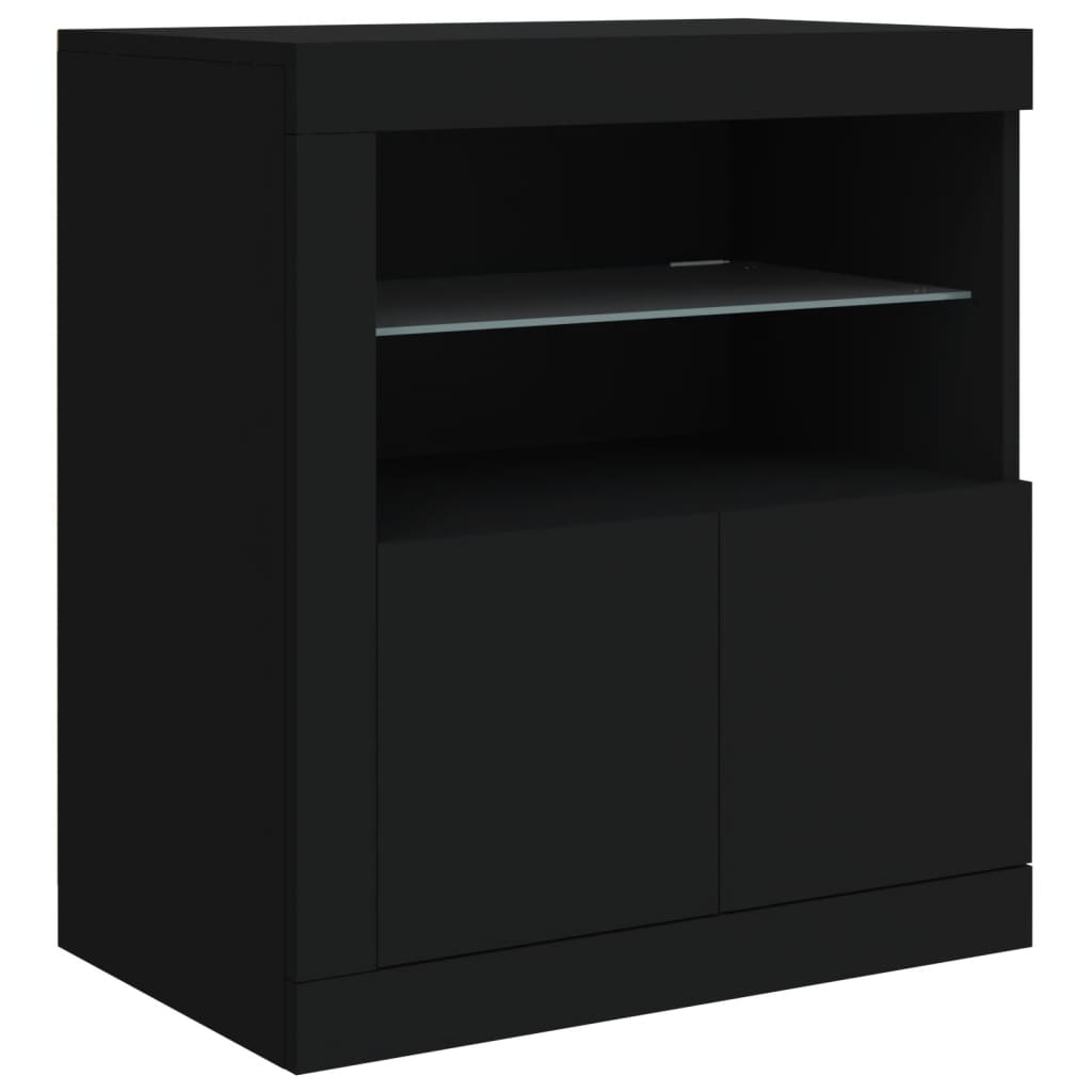 Dressoir met LED-verlichting 202x37x67 cm zwart