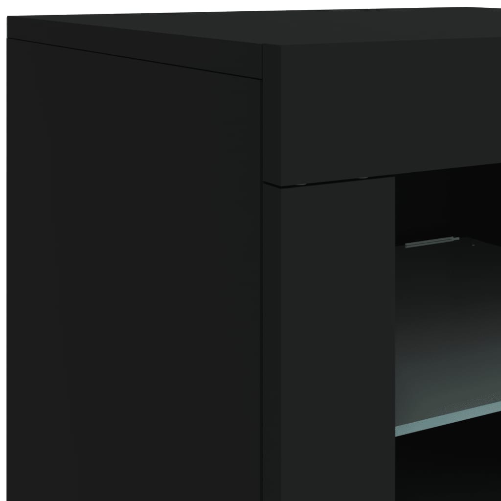 Dressoir met LED-verlichting 202x37x67 cm zwart