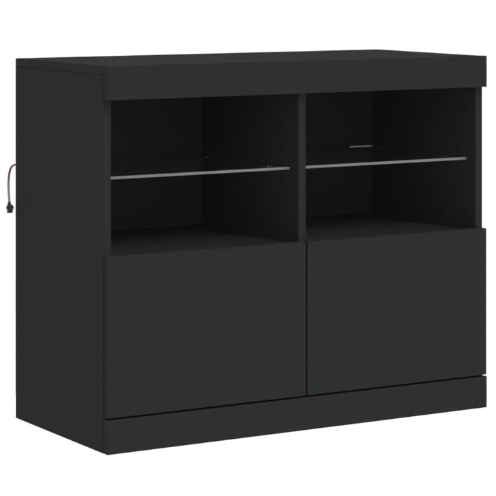 Dressoir met LED-verlichting 202x37x67 cm zwart