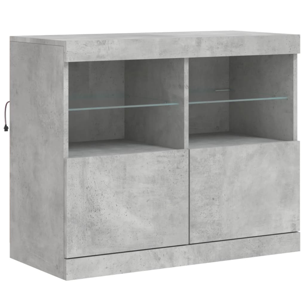 Dressoir met LED-verlichting 202x37x67 cm betongrijs