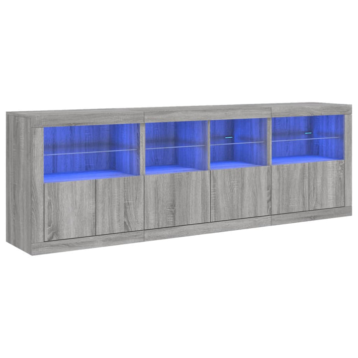 Dressoir met LED-verlichting 202x37x67 cm grijs sonoma eiken