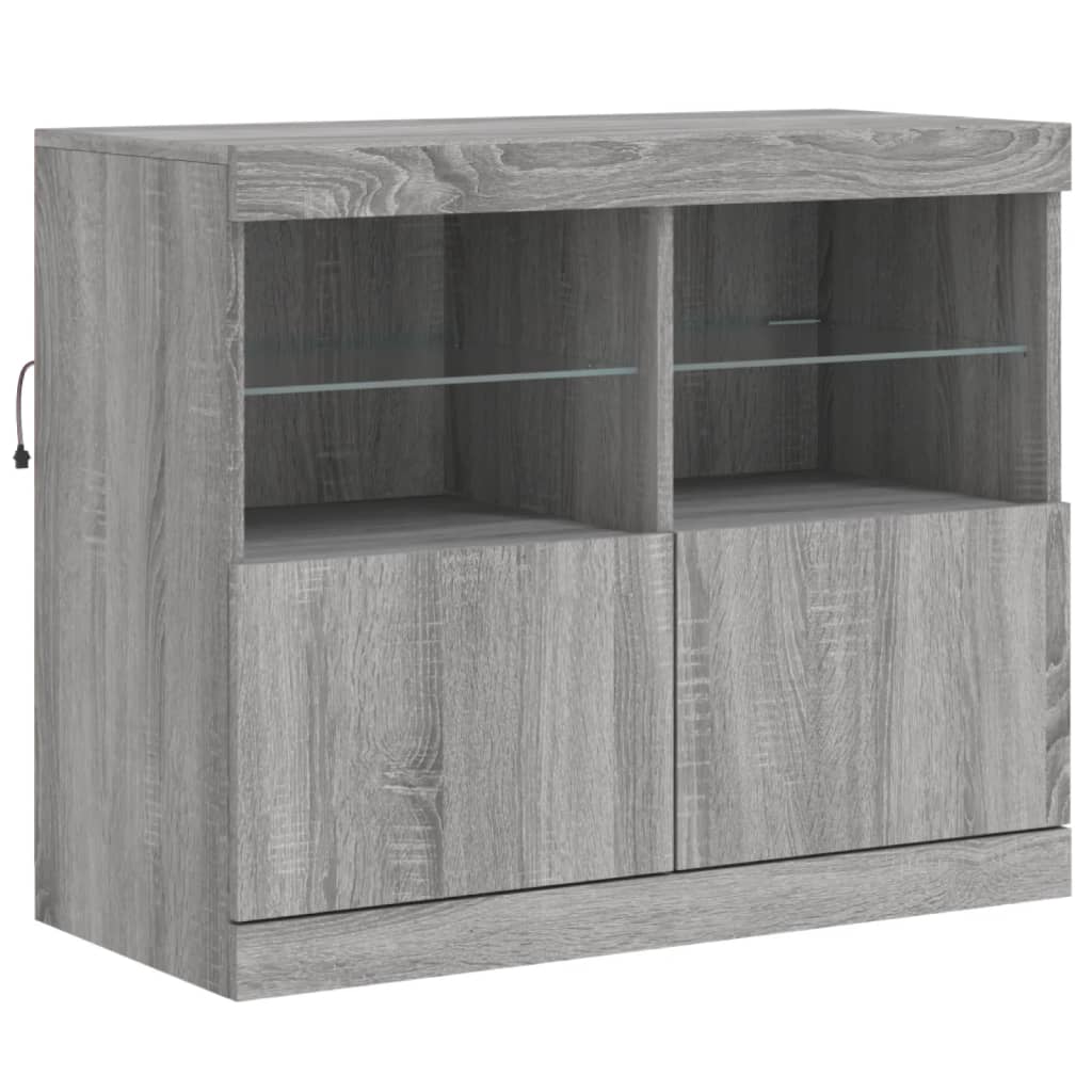 Dressoir met LED-verlichting 202x37x67 cm grijs sonoma eiken