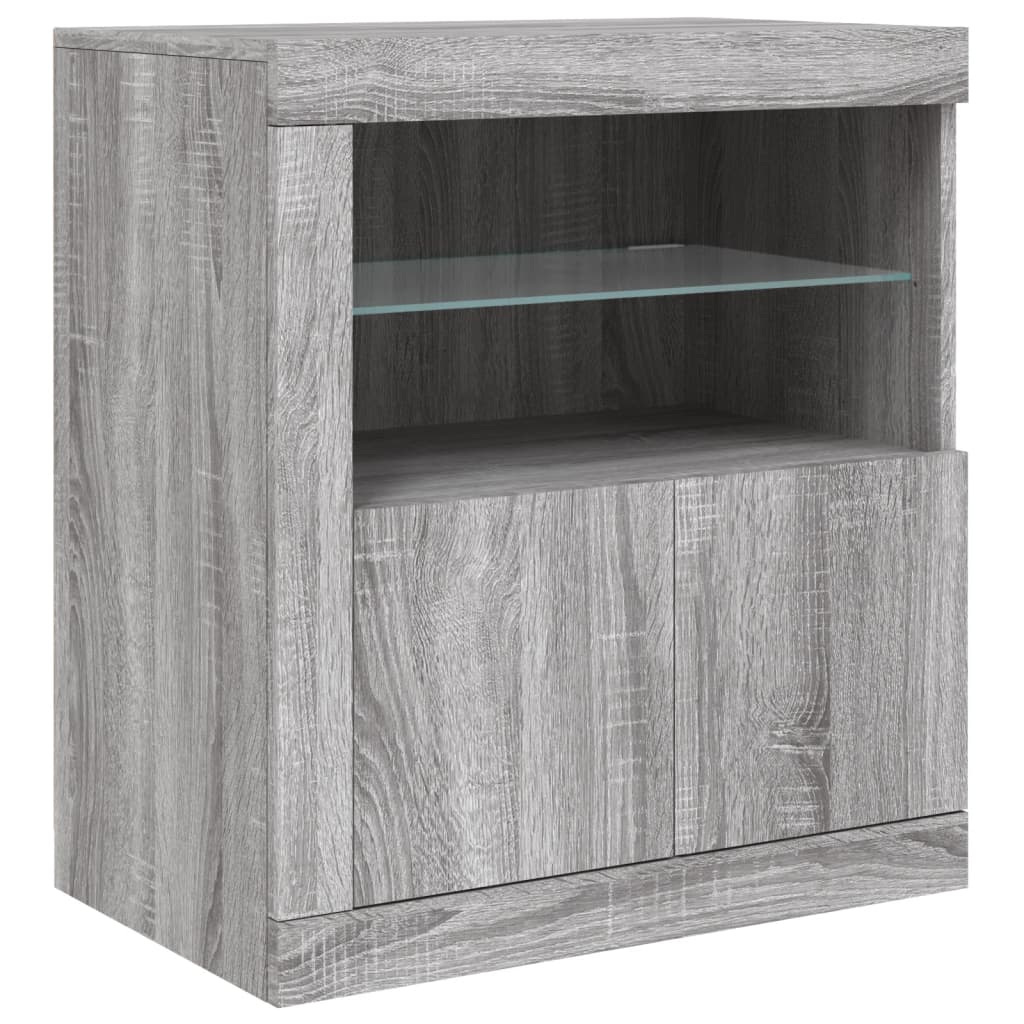 Dressoir met LED-verlichting 202x37x67 cm grijs sonoma eiken