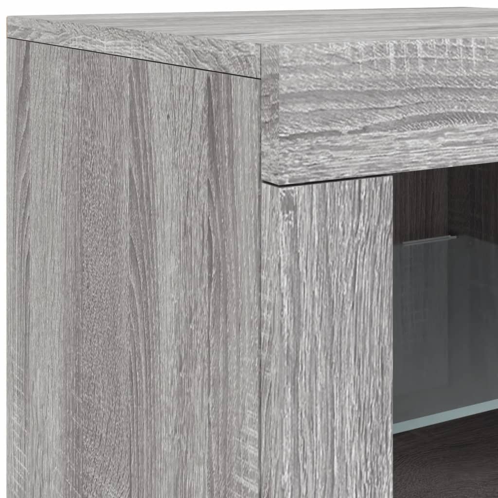 Dressoir met LED-verlichting 202x37x67 cm grijs sonoma eiken