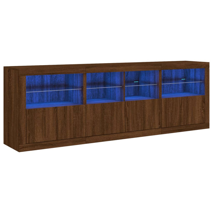 Dressoir met LED-verlichting 202x37x67 cm bruin eikenkleur