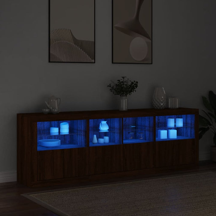 Dressoir met LED-verlichting 202x37x67 cm bruin eikenkleur