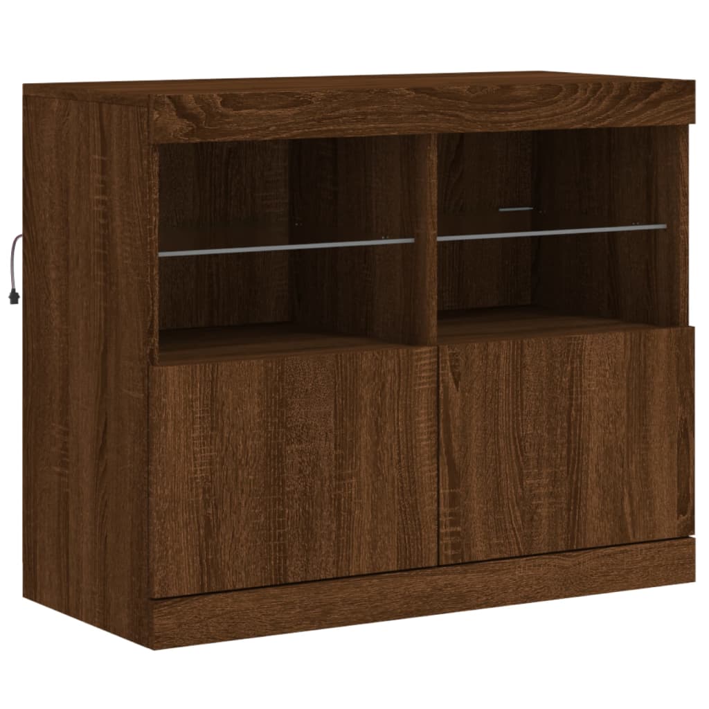 Dressoir met LED-verlichting 202x37x67 cm bruin eikenkleur