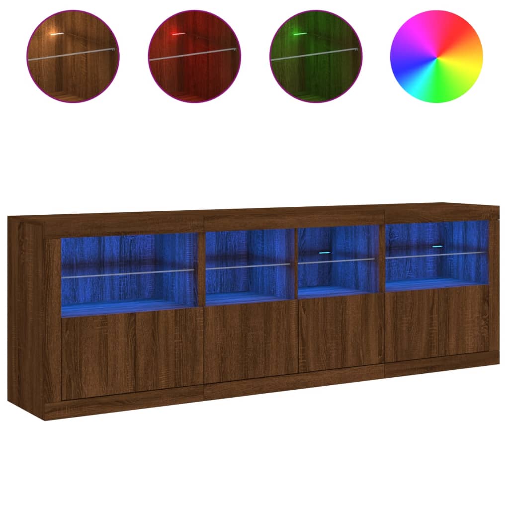 Dressoir met LED-verlichting 202x37x67 cm bruin eikenkleur