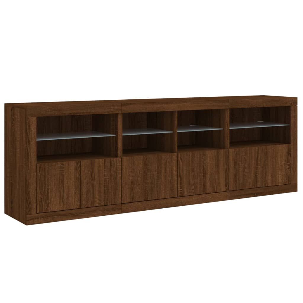 Dressoir met LED-verlichting 202x37x67 cm bruin eikenkleur