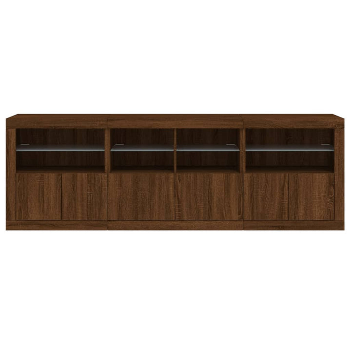 Dressoir met LED-verlichting 202x37x67 cm bruin eikenkleur