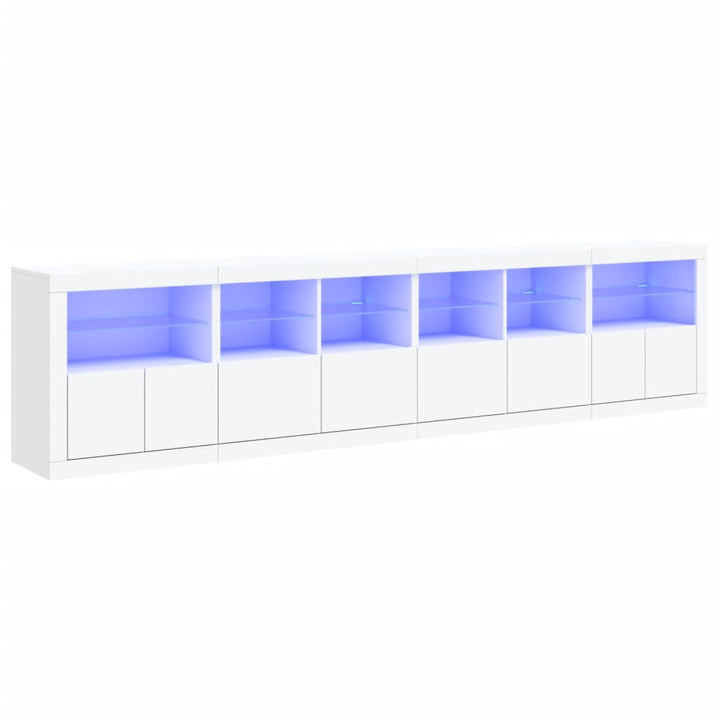 Dressoir met LED-verlichting 283x37x67 cm wit