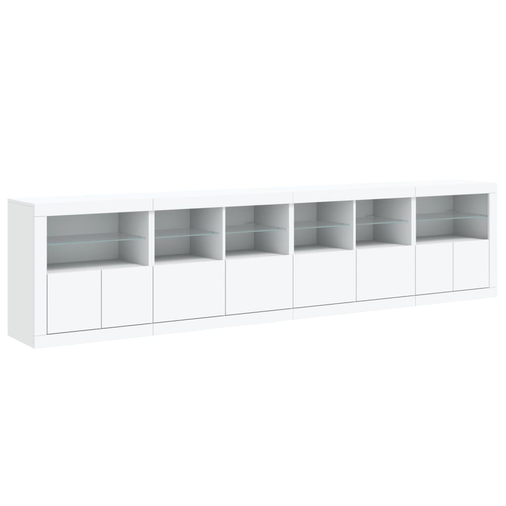 Dressoir met LED-verlichting 283x37x67 cm wit