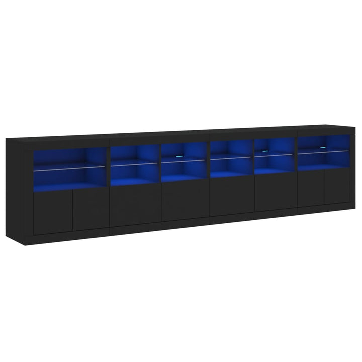 Dressoir met LED-verlichting 283x37x67 cm zwart