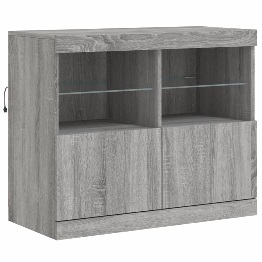 Dressoir met LED-verlichting 283x37x67 cm grijs sonoma eiken