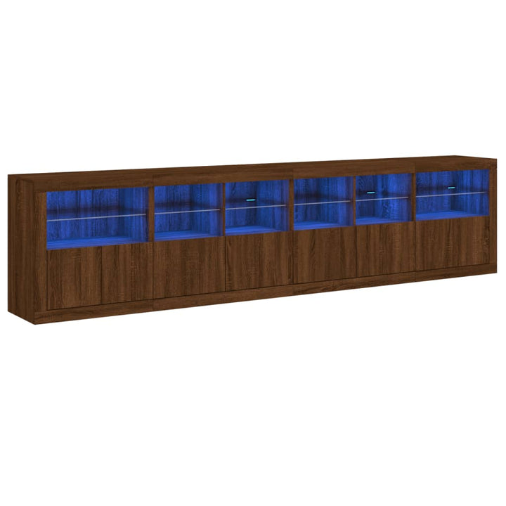 Dressoir met LED-verlichting 283x37x67 cm bruin eikenkleur