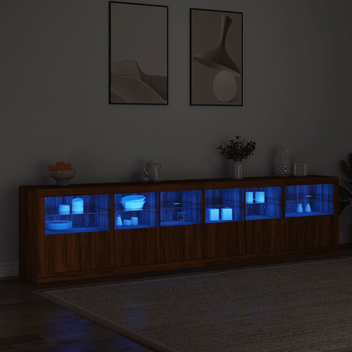 Dressoir met LED-verlichting 283x37x67 cm bruin eikenkleur