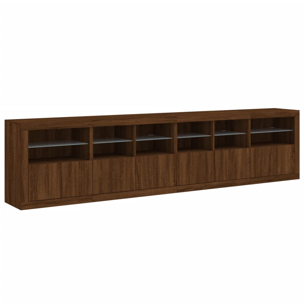 Dressoir met LED-verlichting 283x37x67 cm bruin eikenkleur