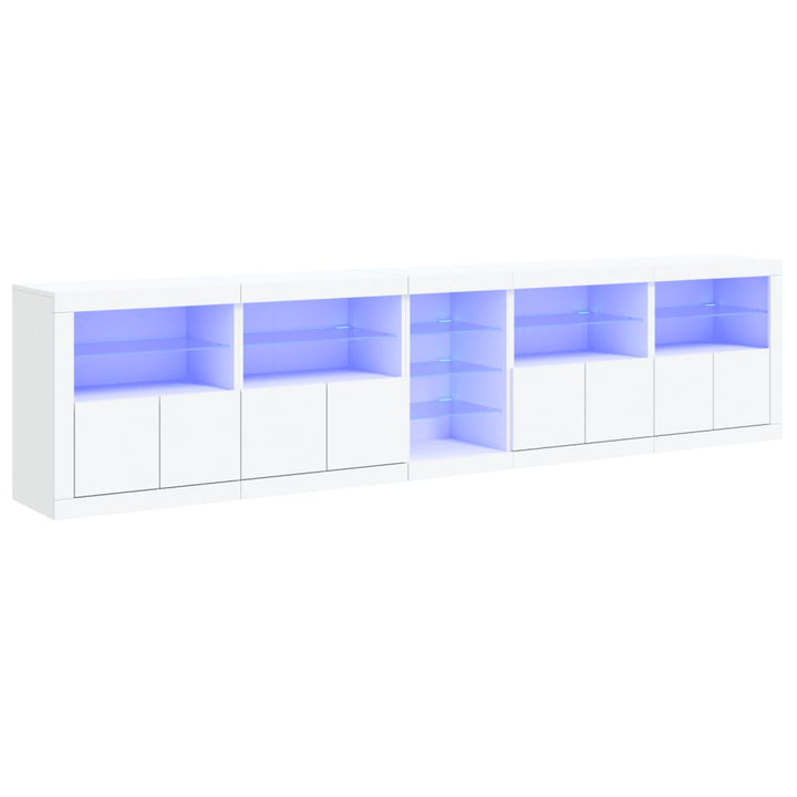 Dressoir met LED-verlichting 283x37x67 cm wit