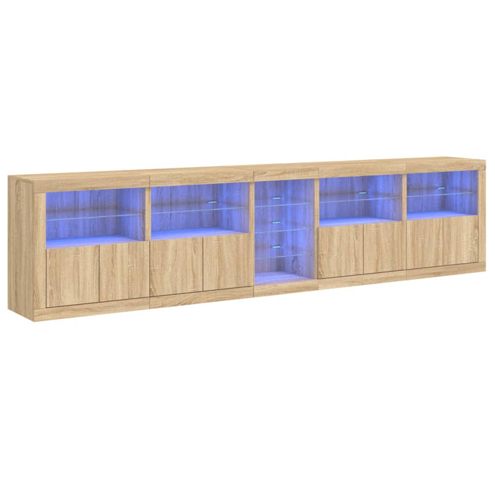 Dressoir met LED-verlichting 283x37x67 cm sonoma eikenkleurig