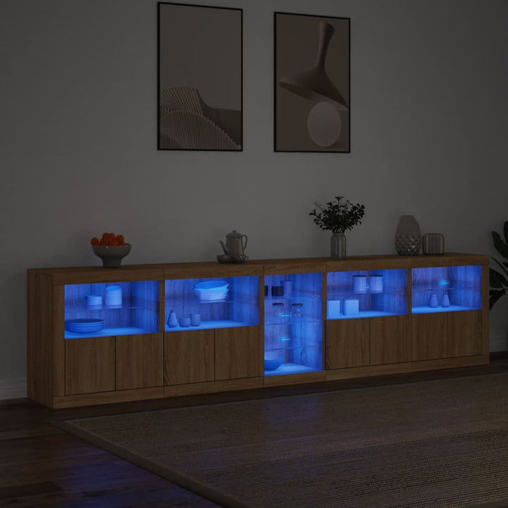 Dressoir met LED-verlichting 283x37x67 cm sonoma eikenkleurig