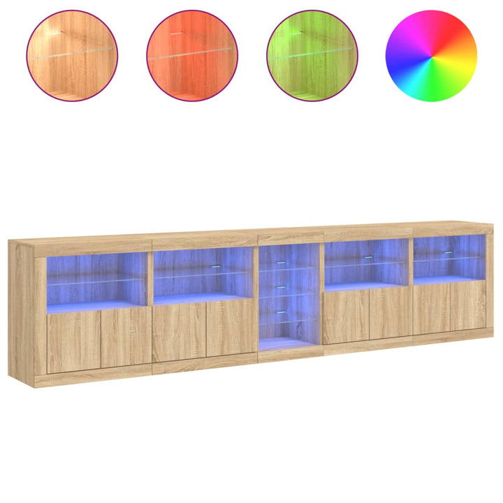 Dressoir met LED-verlichting 283x37x67 cm sonoma eikenkleurig